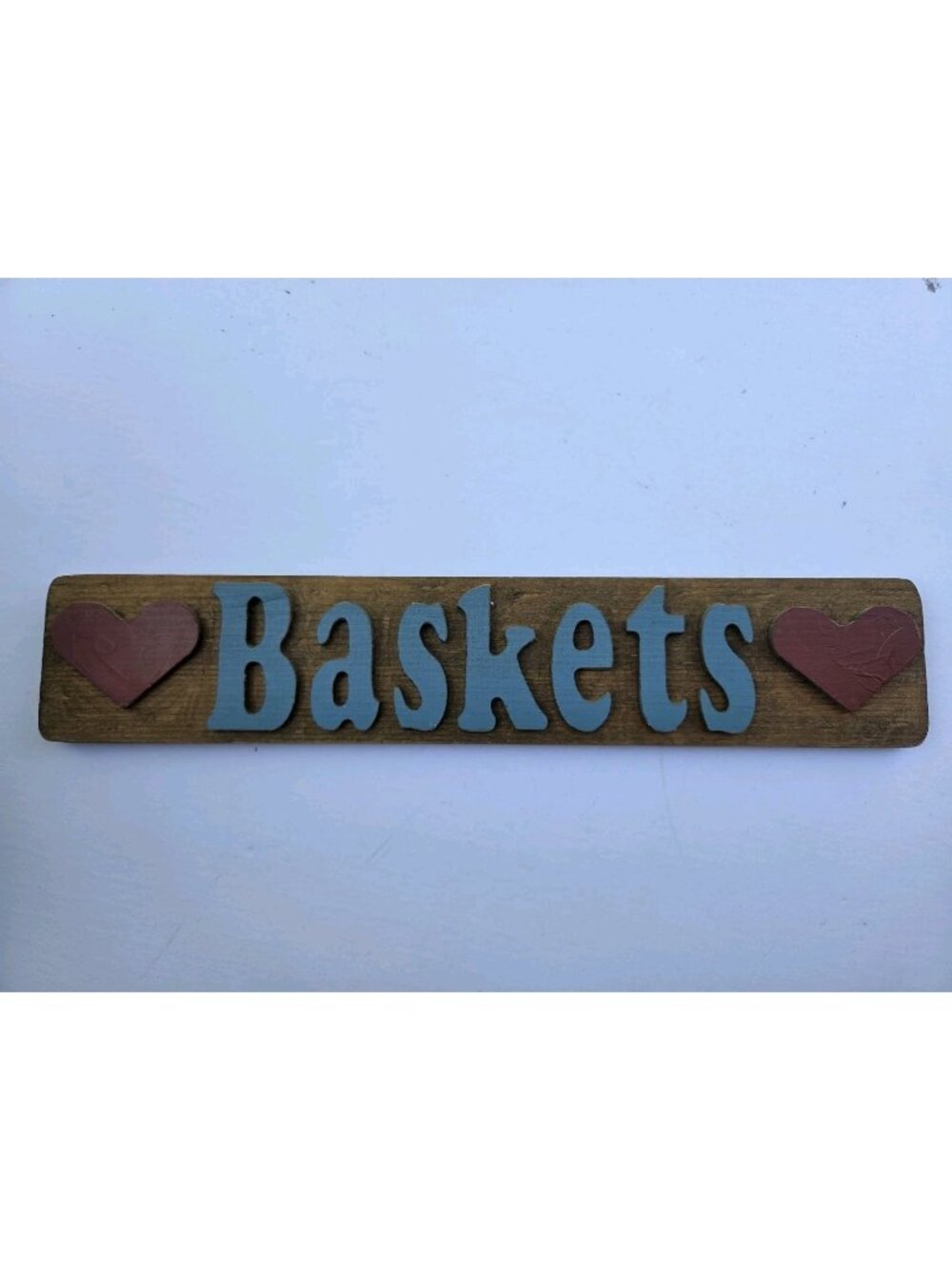 Americana Folk Art Wooden "Baskets"  Sign with Hearts Country Gramma Core